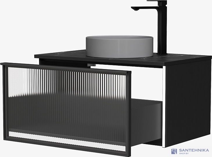 Тумба под умывальник Equil Stoune 80.1Y подвесная, дуб черный