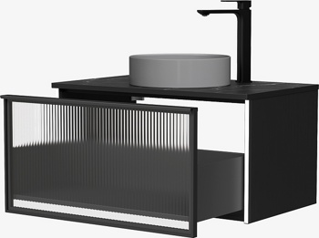 Тумба под умывальник Equil Stoune 80.1Y подвесная, дуб черный - фото