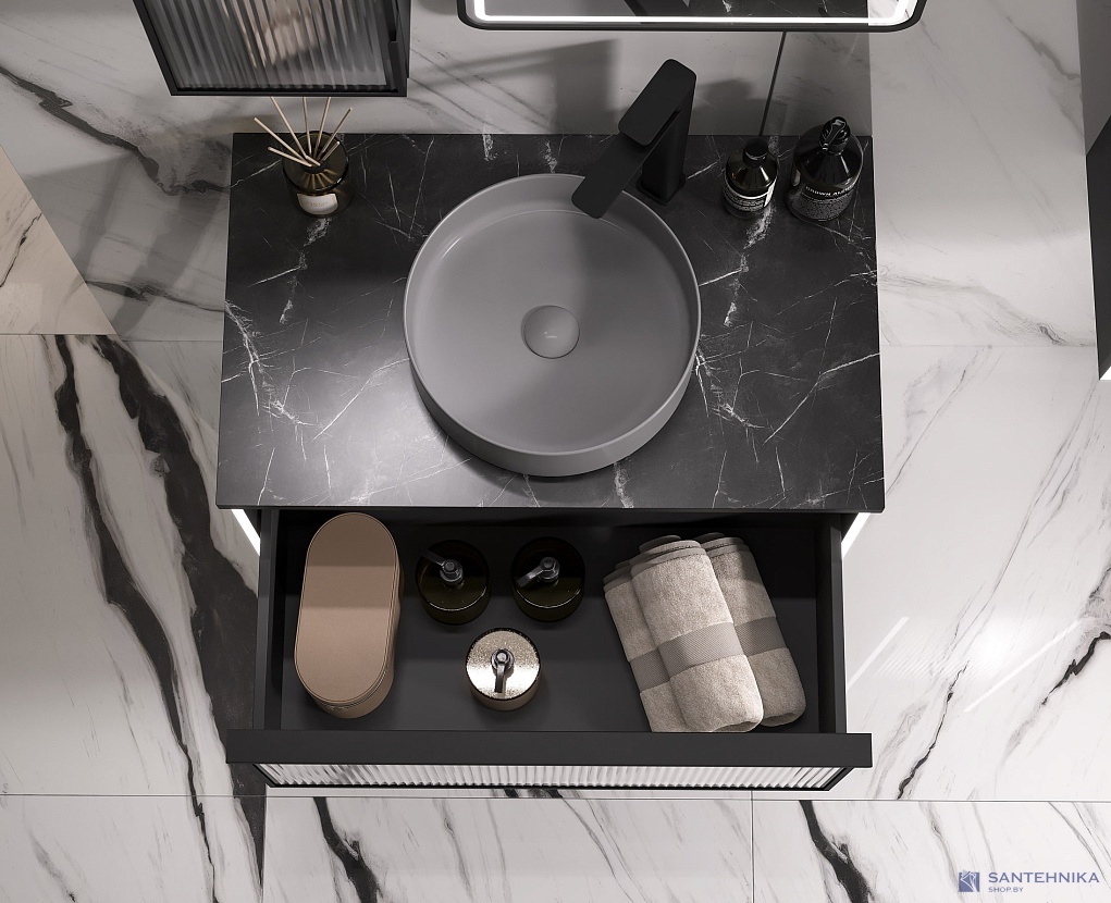 Тумба под умывальник Equil Stoune 80.1Y подвесная, дуб черный