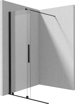 Ограждение раздвижное для душа Deante Prizma Walk-in KTJ N30R 100 см, черный/ прозрачное - фото2