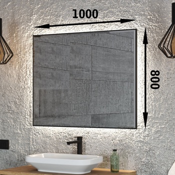 Зеркало Benetto Позитано 1000*800, черный - фото