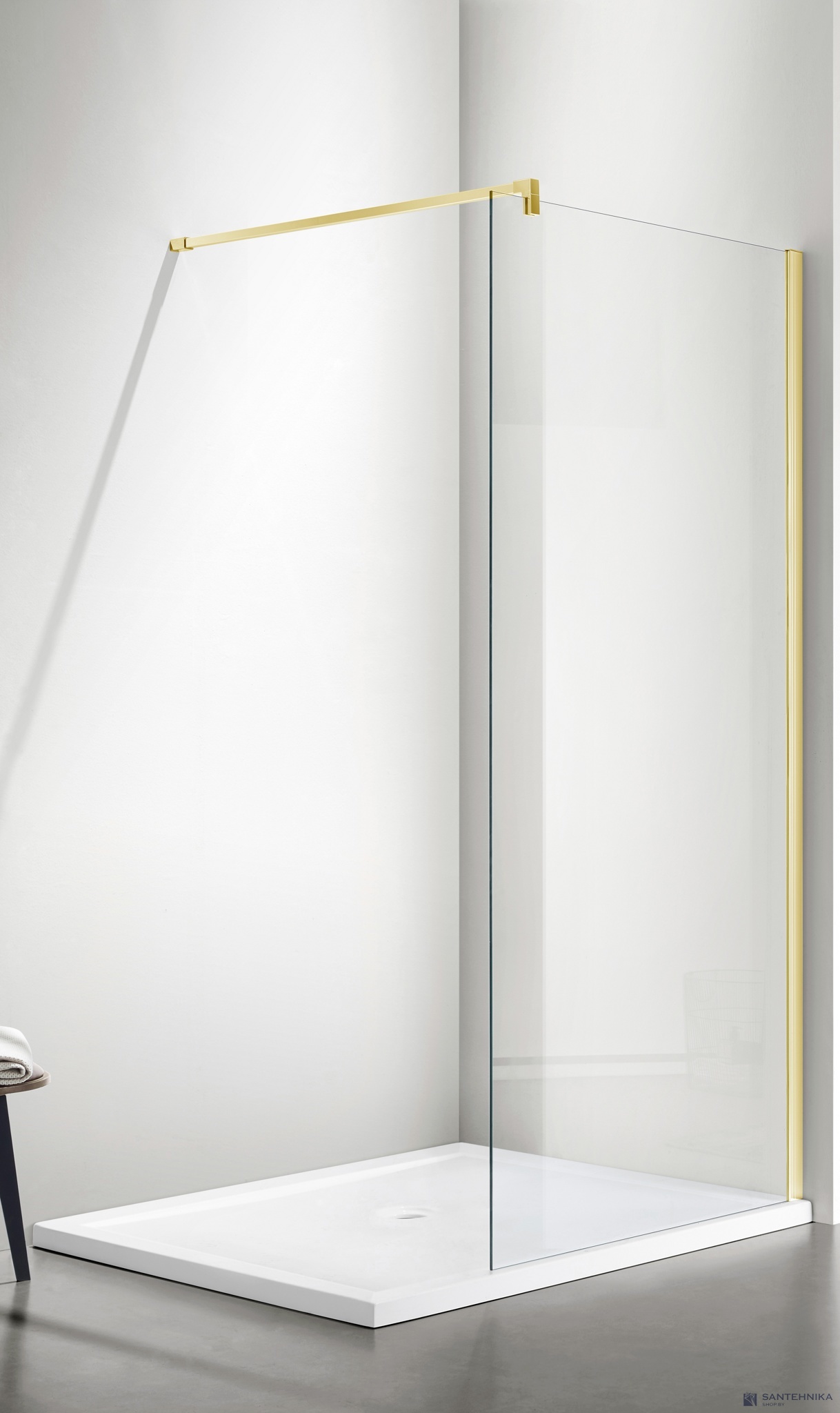 Душевое ограждение Adema Walk-in Regen Brushed gold 90 см