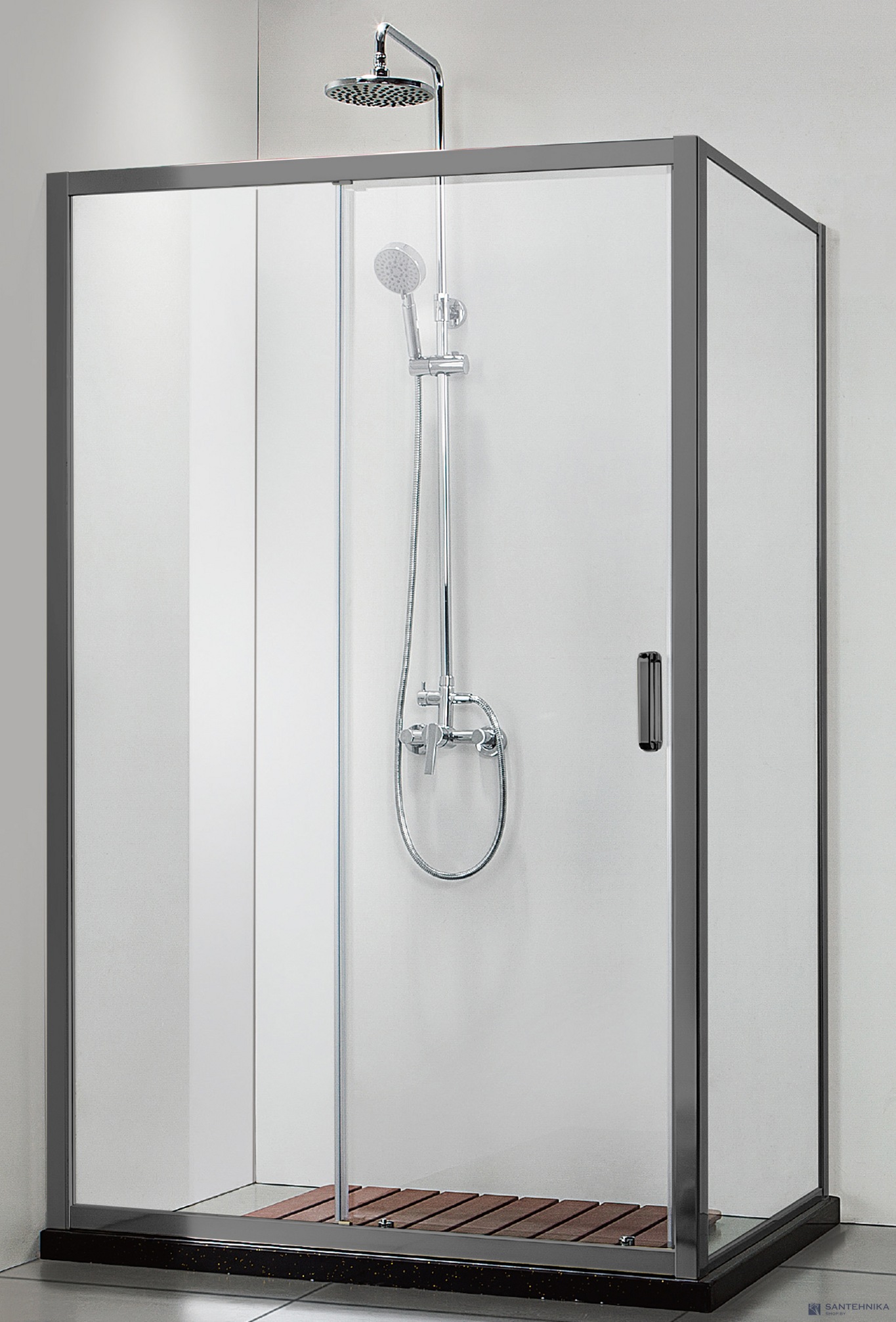 Душевой угол Adema Glass Line Direct gun grey 120х90 см, прозрачная