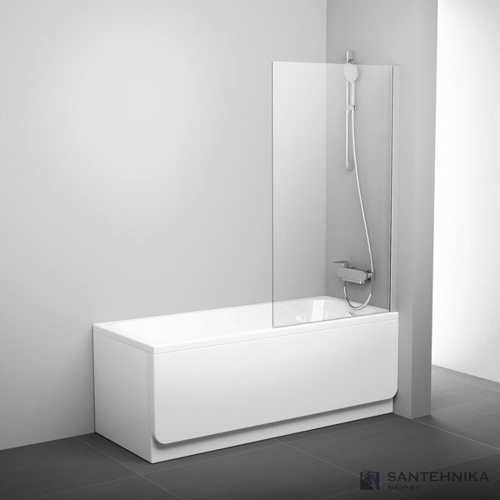 Шторка на ванну Ravak PVS1 80 блестящий + Транспарент - фото