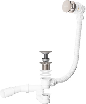 Сифон click-clac для ванн Roxen R70C-BN с очисткой через верх - фото