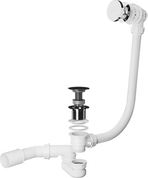 Сифон click-clac для ванн Roxen R70C-CH с очисткой через верх - фото