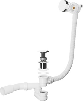 Сифон click-clac для ванн Roxen R70S-CH с наполнением через перелив - фото