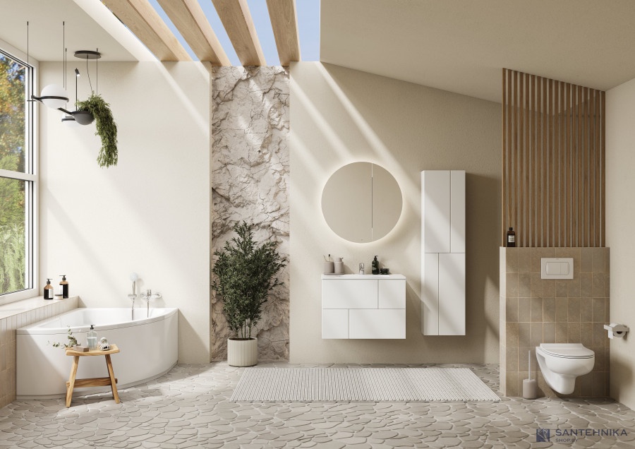 Тумба с умывальником Roca Pilar 80 см, белый