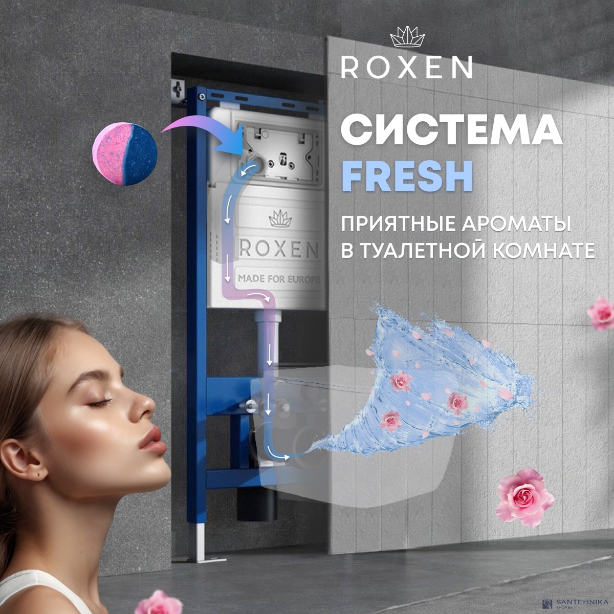 Комплект 6 в1 инсталляции и подвесного унитаза Roxen StounFix Dual Fresh 524734