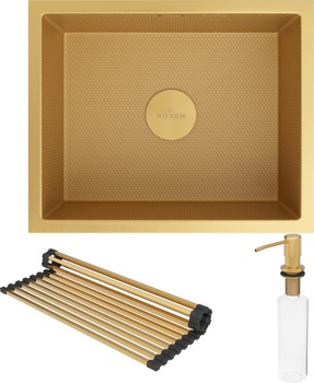 Кухонная мойка Roxen Uno 54 PVD (золото)  под столешницу - фото