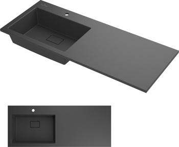 Умывальник из искусственного камня Roxen Faber 110L Black 30010110L-B - фото
