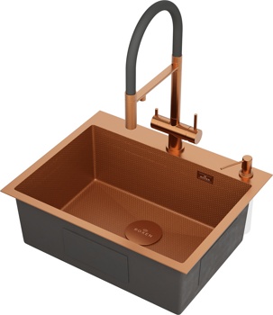 Кухонная мойка Roxen Snake 60 PVD бронза (текстурное покрытие) - фото