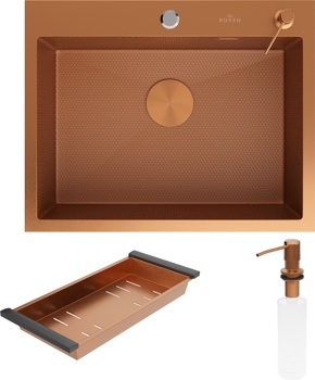 Кухонная мойка Roxen Snake 60 PVD бронза (текстурное покрытие) - фото2