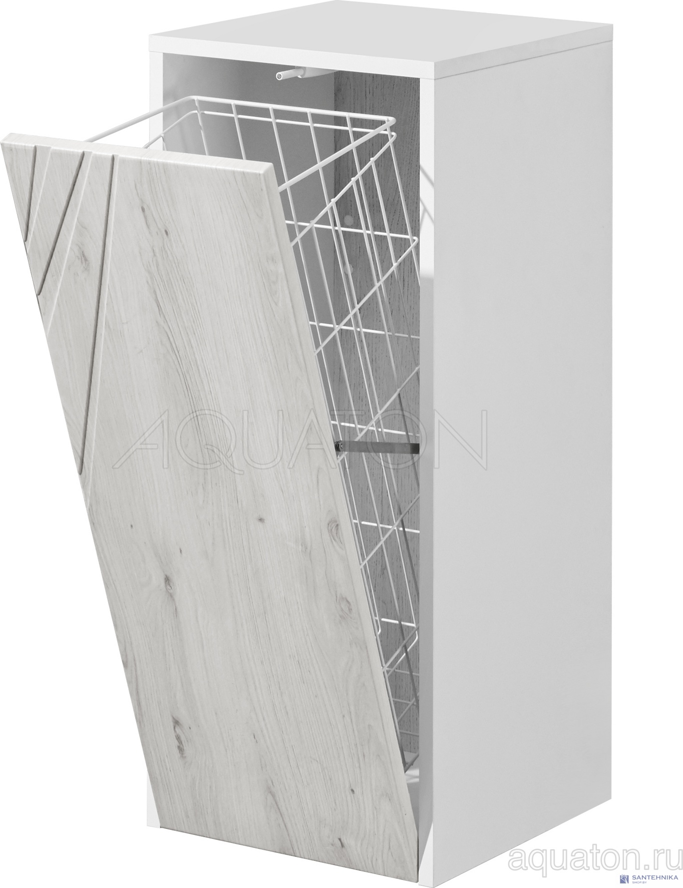 Шкафчик Aquaton Сакура с корзиной ольха наварра, белый глянец 1A220703SKW80