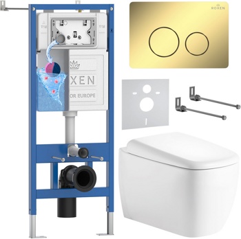 Комплект 6 в1 инсталляции и подвесного унитаза Roxen StounFix Dual Fresh 868486 - фото