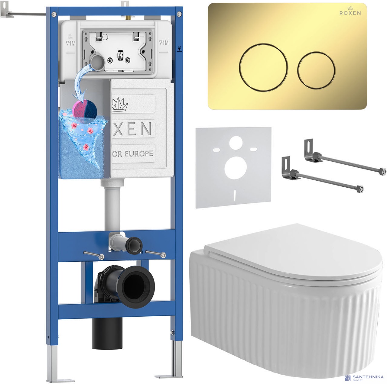 Комплект 6 в1 инсталляции и подвесного унитаза Roxen StounFix Dual Fresh 868485