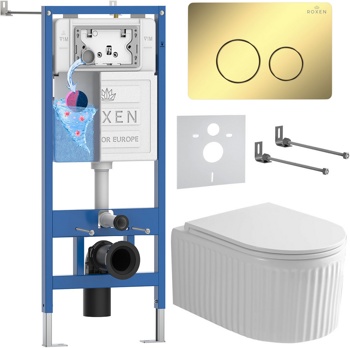 Комплект 6 в1 инсталляции и подвесного унитаза Roxen StounFix Dual Fresh 868485 - фото