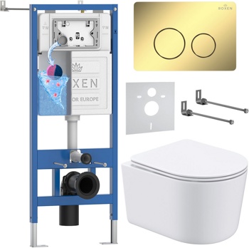 Комплект 6 в1 инсталляции и подвесного унитаза Roxen StounFix Dual Fresh 868468 - фото