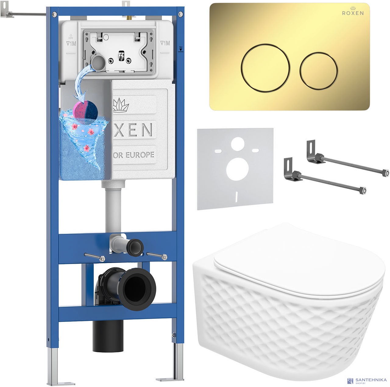 Комплект 6 в1 инсталляции и подвесного унитаза Roxen StounFix Dual Fresh 868488