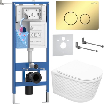 Комплект 6 в1 инсталляции и подвесного унитаза Roxen StounFix Dual Fresh 868488 - фото