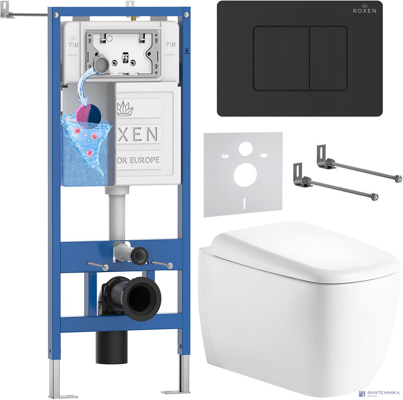 Комплект 6 в1 инсталляции и подвесного унитаза Roxen StounFix Dual Fresh 868521