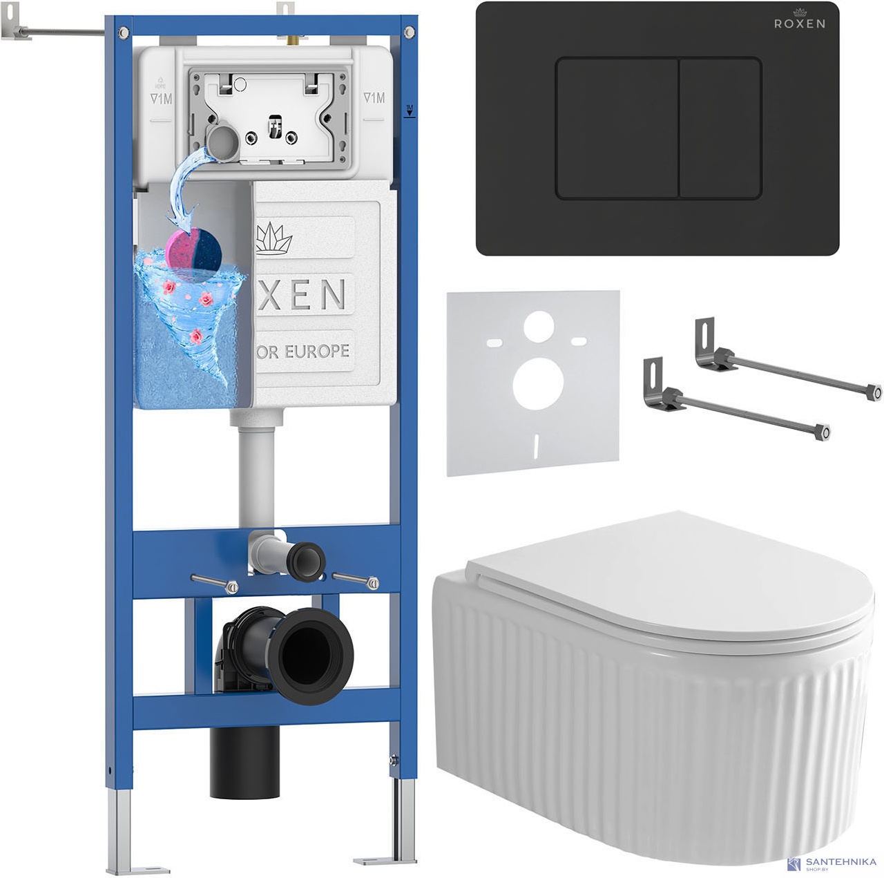 Комплект 6 в1 инсталляции и подвесного унитаза Roxen StounFix Dual Fresh 868520