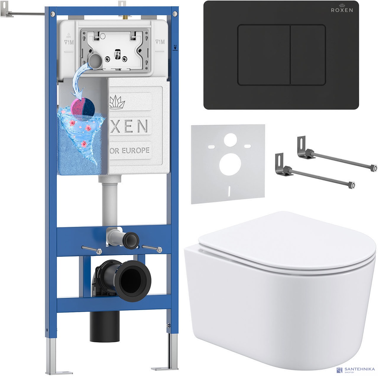 Комплект 6 в1 инсталляции и подвесного унитаза Roxen StounFix Dual Fresh 868492