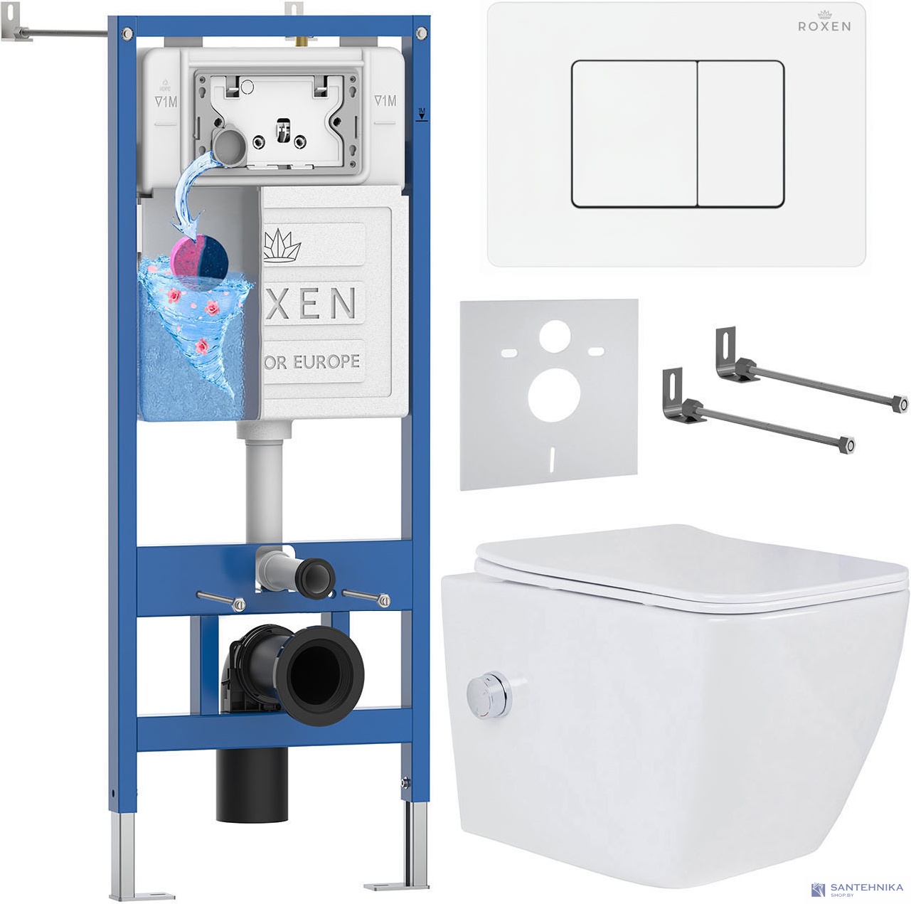 Комплект 6 в1 инсталляции и подвесного унитаза Roxen StounFix Dual Fresh 868531