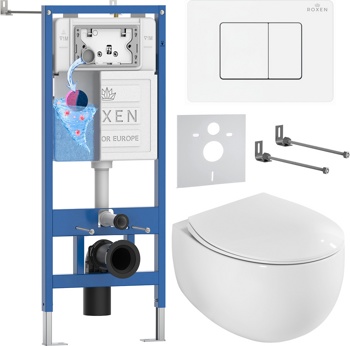 Комплект 6 в1 инсталляции и подвесного унитаза Roxen StounFix Dual Fresh 868537 - фото