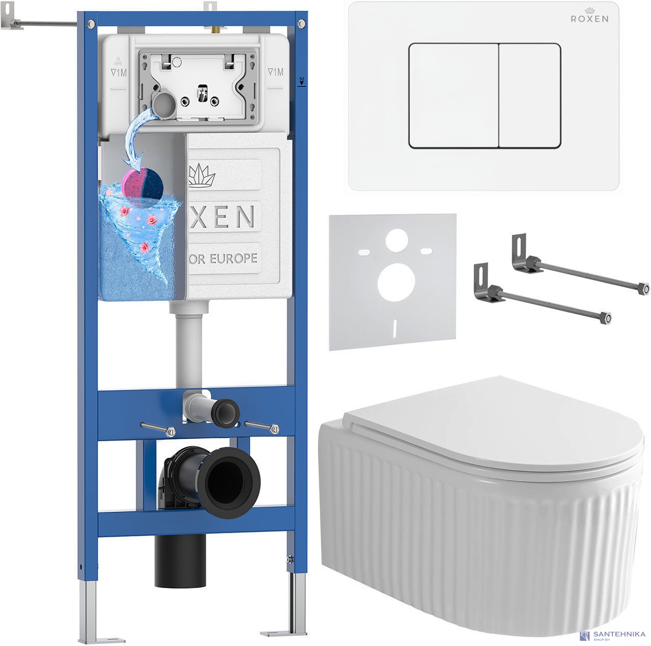 Комплект 6 в1 инсталляции и подвесного унитаза Roxen StounFix Dual Fresh 868563