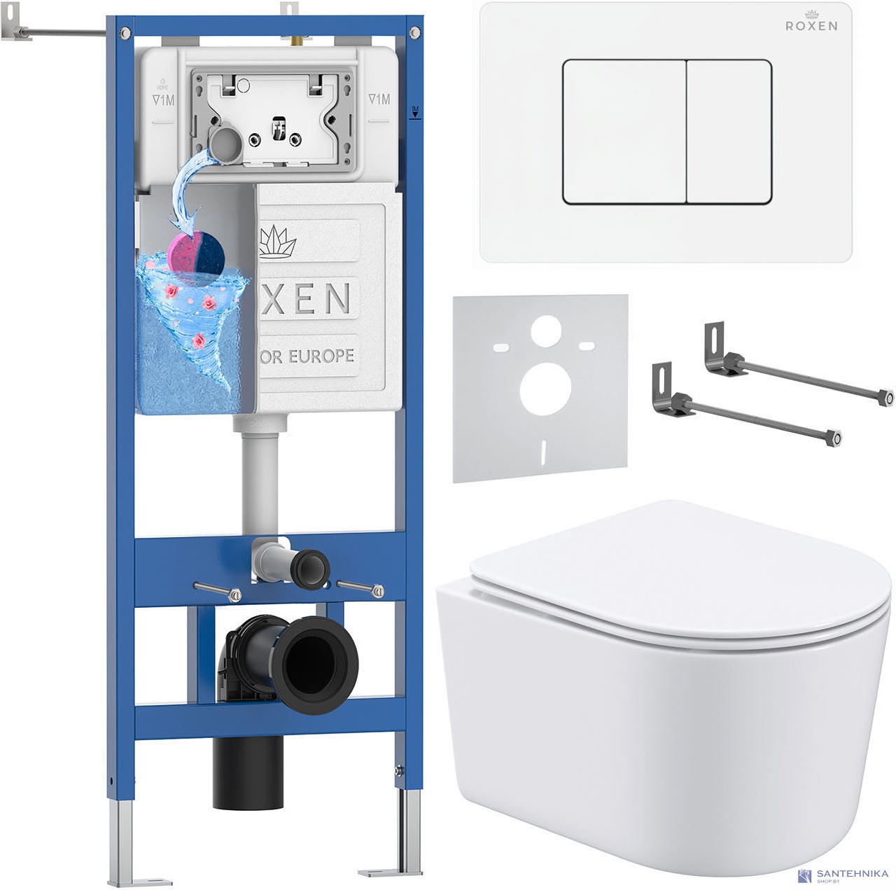 Комплект 6 в1 инсталляции и подвесного унитаза Roxen StounFix Dual Fresh 868529