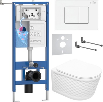 Комплект 6 в1 инсталляции и подвесного унитаза Roxen StounFix Dual Fresh 868568 - фото