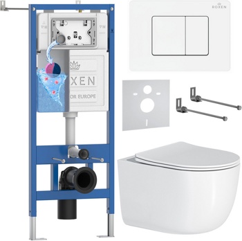Комплект 6 в1 инсталляции и подвесного унитаза Roxen StounFix Dual Fresh 868536 - фото