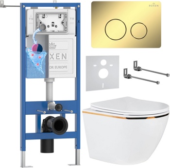 Комплект 6 в1 инсталляции и подвесного унитаза Roxen StounFix Dual Fresh 868483 - фото