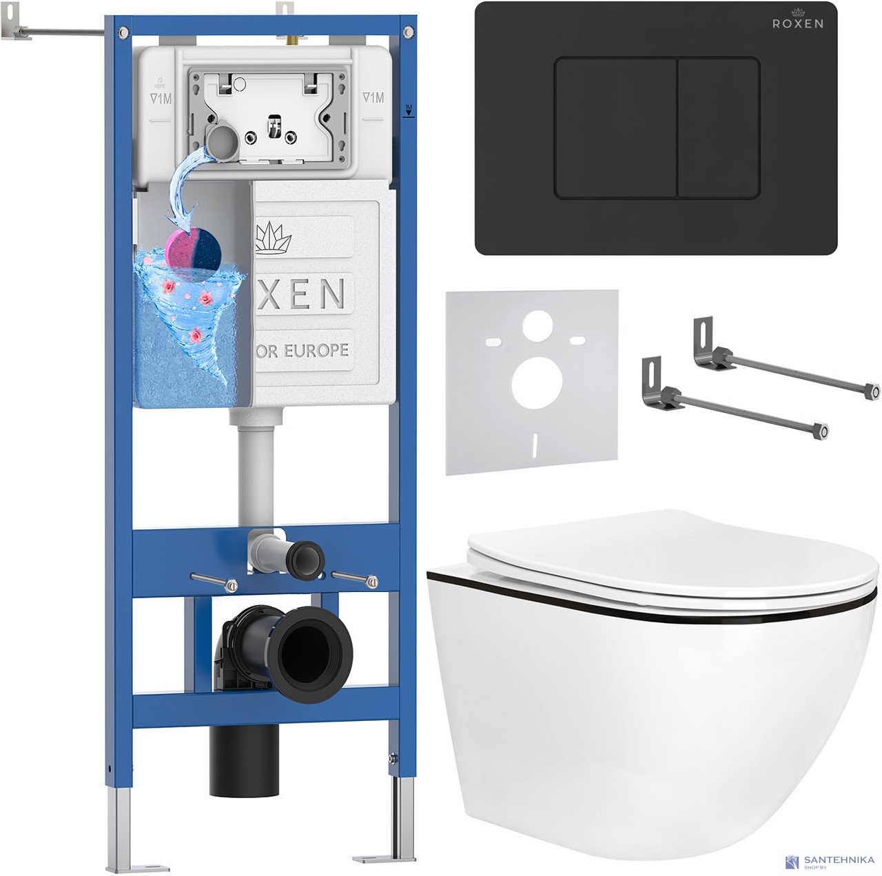 Комплект 6 в1 инсталляции и подвесного унитаза Roxen StounFix Dual Fresh 868511