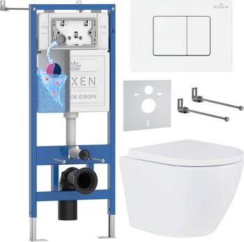 Комплект 6 в1 инсталляции и подвесного унитаза Roxen StounFix Dual Fresh 868548 - фото
