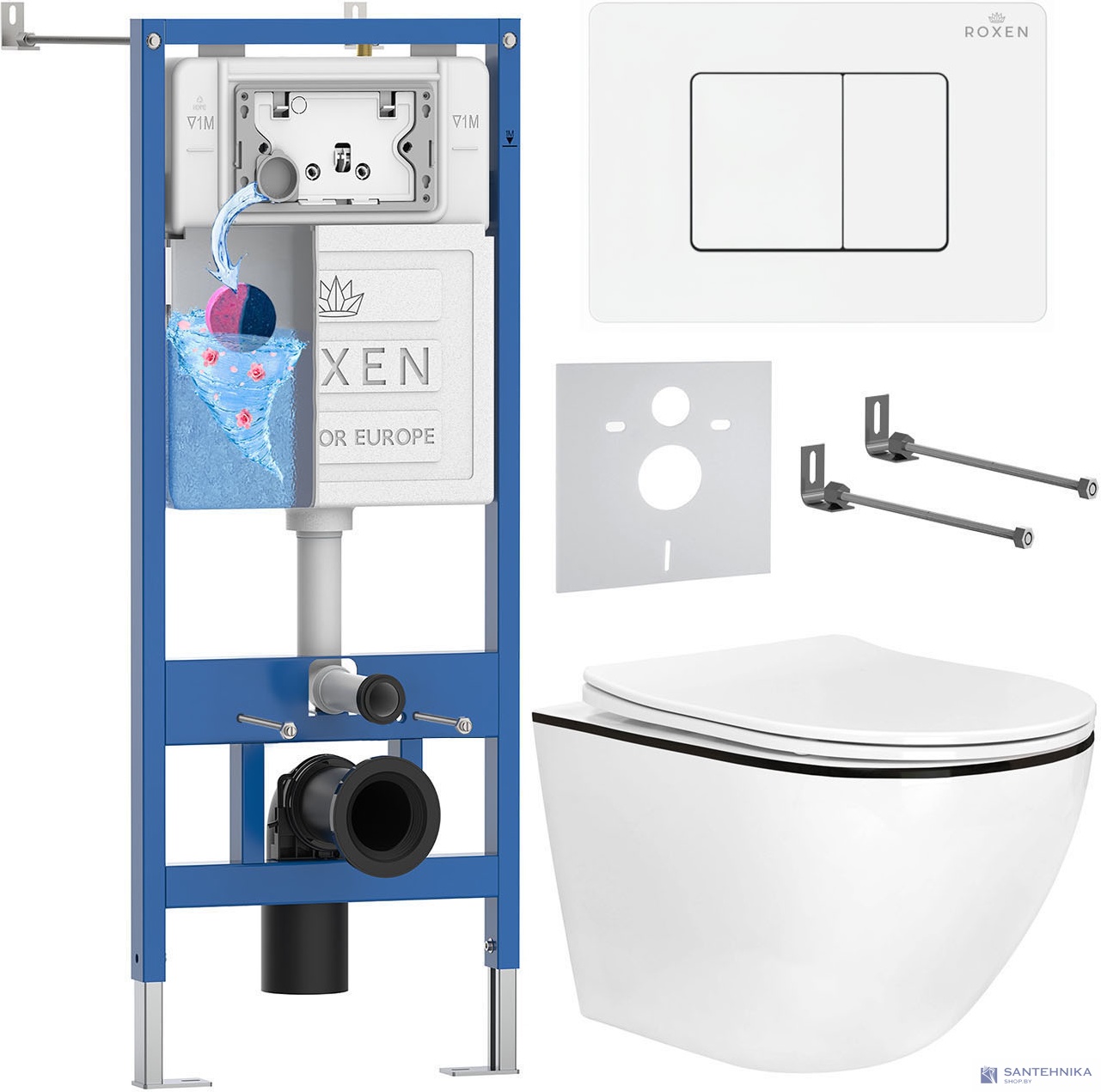 Комплект 6 в1 инсталляции и подвесного унитаза Roxen StounFix Dual Fresh 868551