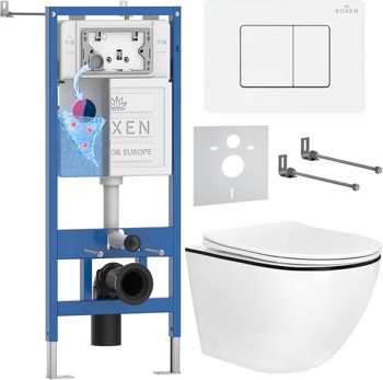 Комплект 6 в1 инсталляции и подвесного унитаза Roxen StounFix Dual Fresh 868551 - фото