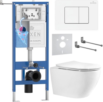 Комплект 6 в1 инсталляции и подвесного унитаза Roxen StounFix Dual Fresh 868457 - фото
