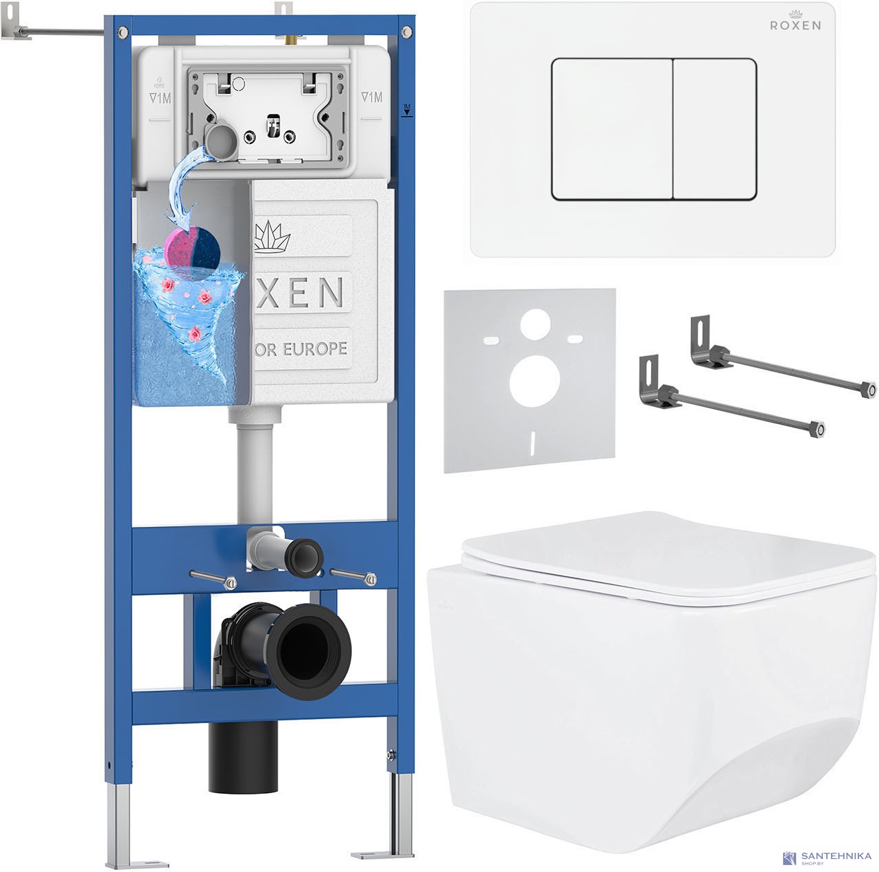 Комплект 6 в1 инсталляции и подвесного унитаза Roxen StounFix Dual Fresh 868532