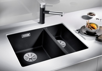 Кухонная мойка Blanco Subline 340/160-U (черный, левая, с отводной арматурой InFino®) - фото2