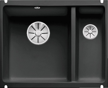 Кухонная мойка Blanco Subline 350/150-U керамика (черный, с отводной арматурой InFino®) - фото