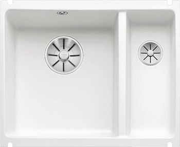 Кухонная мойка Blanco Subline 350/150-U керамика (глянцевый белый, с отводной арматурой InFino®) - фото