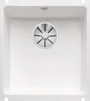 Кухонная мойка Blanco Subline 375-U керамика (глянцевый белый, с отводной арматурой InFino®) - фото