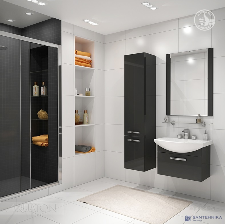 Тумба под раковину Aquaton Ария 65 черный глянец 1A134001AA950