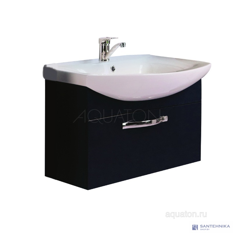 Тумба под раковину Aquaton Ария 65 черный глянец 1A134001AA950