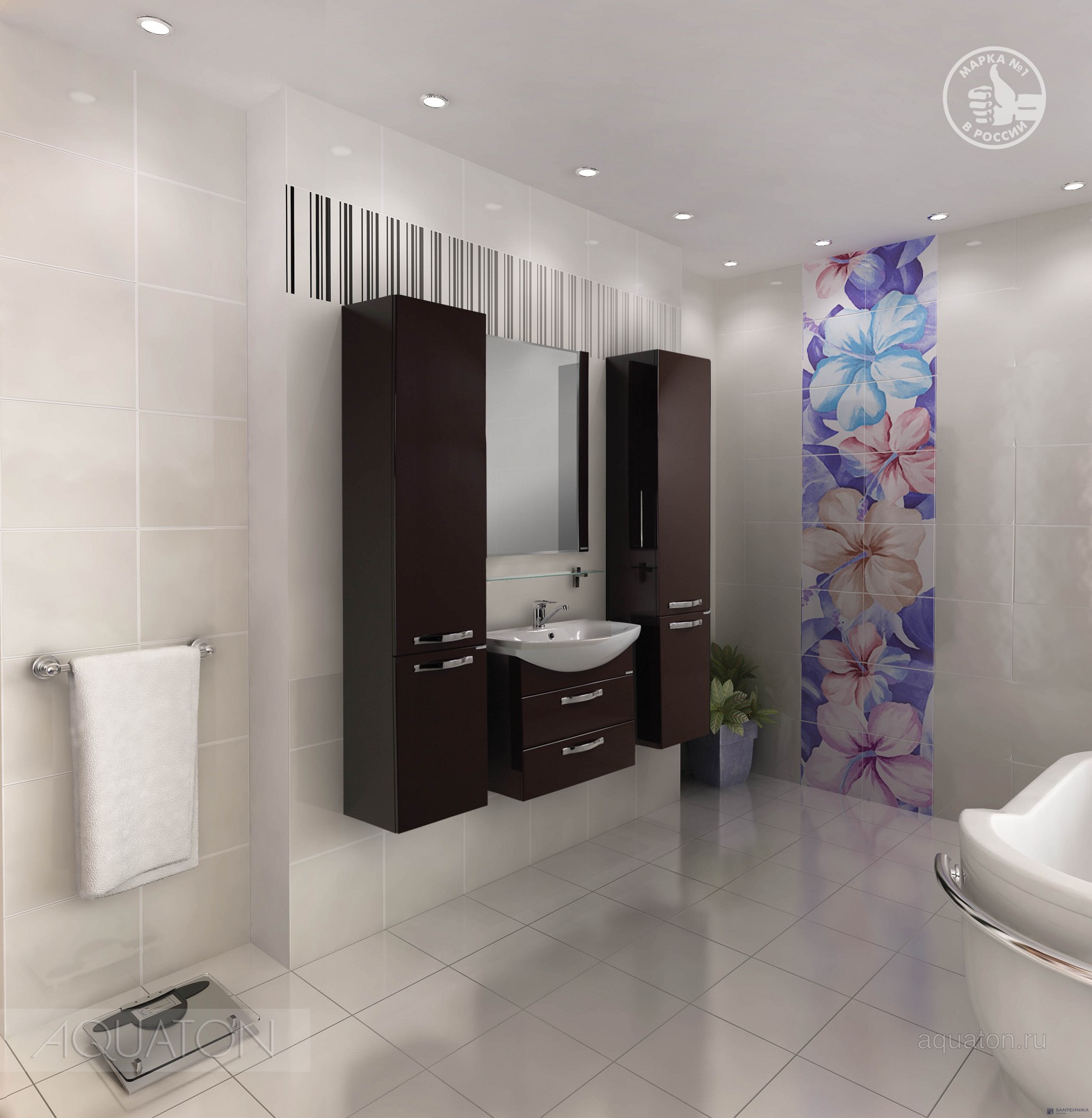 Тумба под раковину Aquaton Ария 65 М темно-коричневая 1A123301AA430