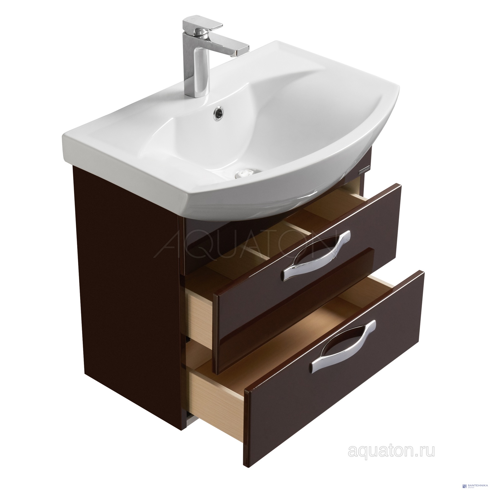 Тумба под раковину Aquaton Ария 65 М темно-коричневая 1A123301AA430