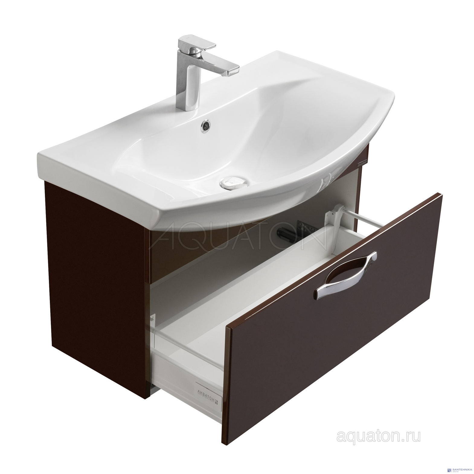 Тумба под раковину Aquaton Ария 80 подвесная темно-коричневая 1A141701AA430