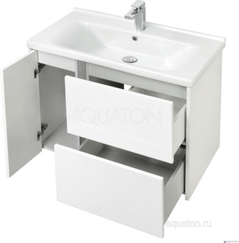 Тумба с умывальником Aquaton Стоун 80 белый - фото2